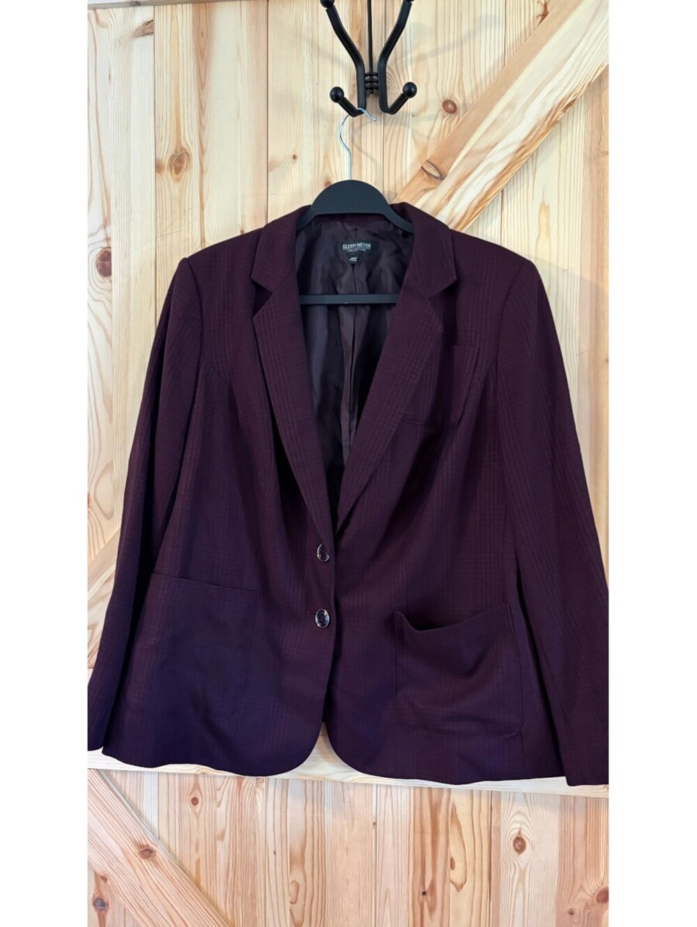 John Meyer Collection Women's Plum Burgundy Plaid Blazer Size 14W